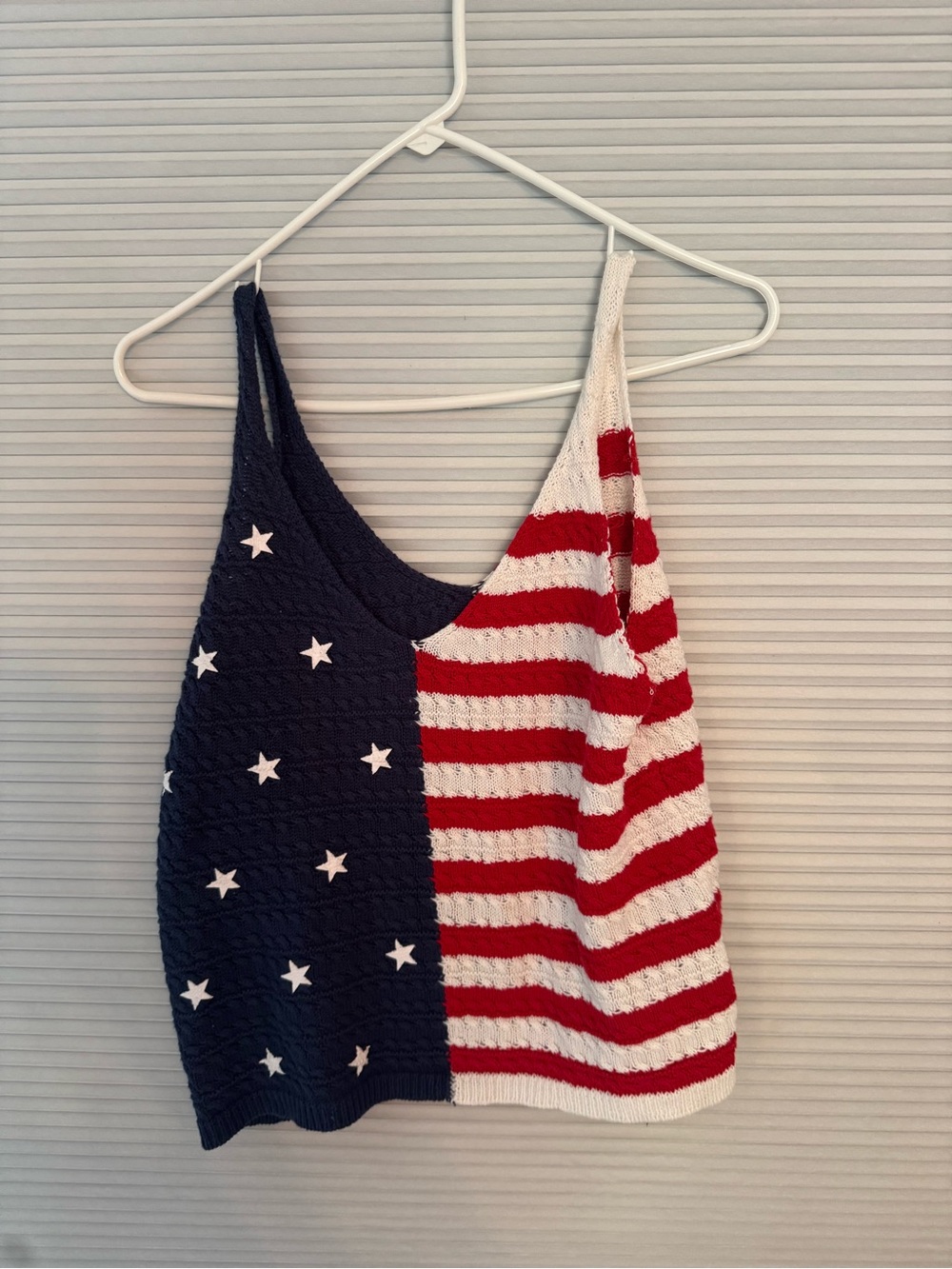 moon & madison Red White & Navy Star Stripe Knit Tank